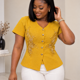 Elegant Embellished Heart-Button Top